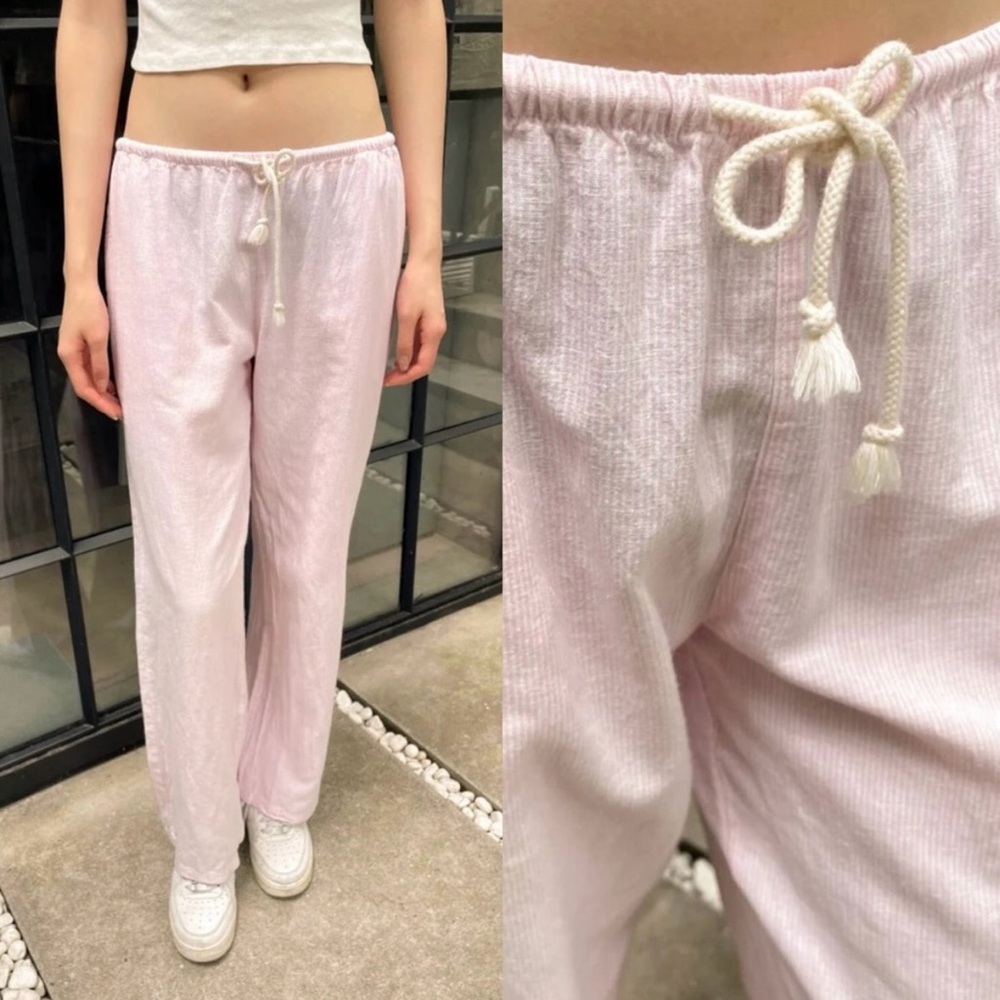 Brandy Melville Nanda Pink Striped linen pants